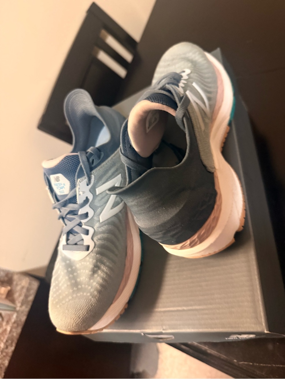 New Balance Women's Blue-Grey and Pink Athletic Sneakers